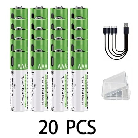 LIKEKALA Li-ion AAA uppladdningsbara batterier Typ-C litiumjon 3000mAh 1,5V AAA uppladdningsbart batteri + datakabel och förvaringsbox