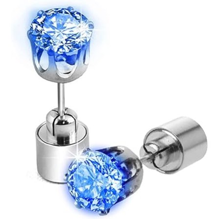 LED-örhängen Glödande Light Up Diamond Crown Ear Drop Pendant Stud Rostfri Flerfärgad för fest Hallowmas Thanksgiving Day Christmas -Blå