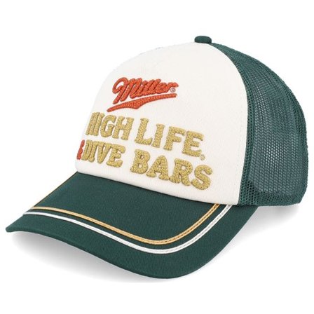American Needle - Grön trucker Keps - Miller High Life Radler Dark Green/Ivory A-Frame Trucker @ Hatstore