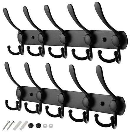 Klädkrokar för vägg i rostfritt stål, 2-pack, kraftiga klädkrokar för väggmontering, rostfria klädhängare