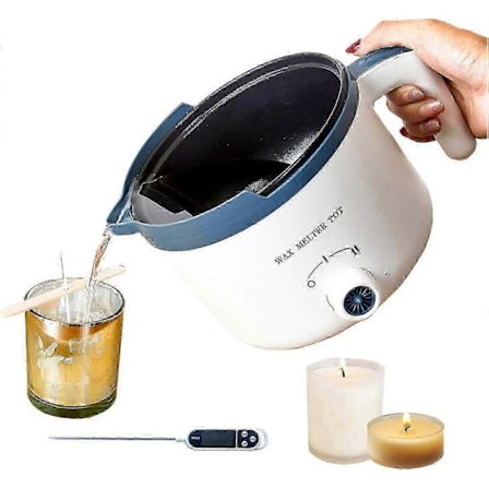 Elektrisk vokssmelter, vokssmelter for lysproduksjon med lokk, dobbelkjel vokssmeltegryte med helletut 25-26