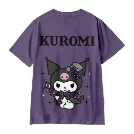 Flicksöt tecknad Kuromi rund hals kortärmad T-shirt Tee M
