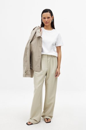 NA-KD plissierte Hose mit hoher Taille und weitem Bein - Business Hosen - Beige - EU 34
