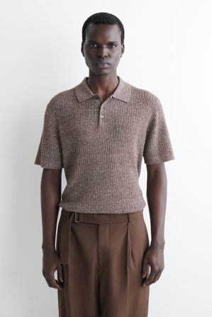 COS Homme Polo En Cachemire Et Lin in Marron