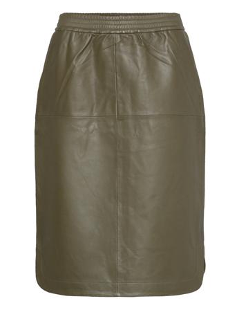 Skirt Polvipituinen Hame Khaki Green Rosemunde