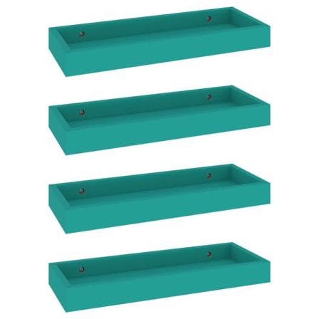 Vidaxl Vägghyllor Med Kant 4 St Blå 40x15x4 Cm Mdf Blå