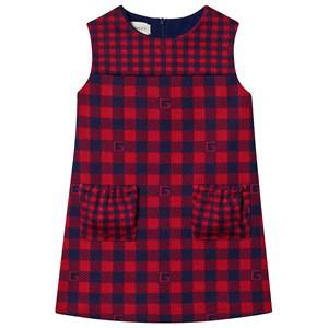 Kids - Gucci Navy and Red Check G Logo Jersey Dress Knit 10 years - Dresses - 10 years - Navy