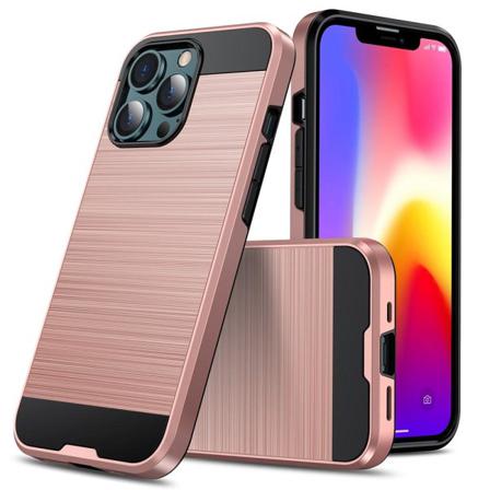 Iphone 13 Pro - Borstad Stål Textur Skal - Roséguld
