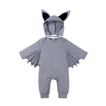 Halloween-kostym för nyfödd pojke, fladdermusdräkt med hatt light grey 90cm