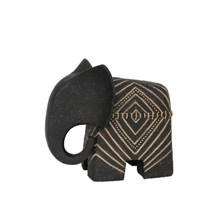 Dekorativ elefantstatue, 26,5x15x23cm, sort beige