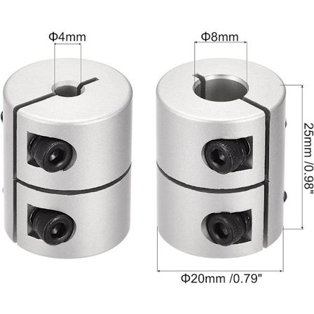 2 stk. Samlingsmotorforbindelsesklemme-koblinger 8 mm x 4 mm 8 mm x