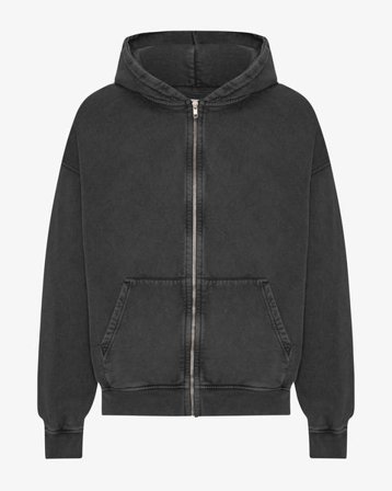 Organic Oversized Zip Hood - Faded Black