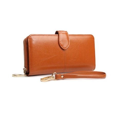 Zipper Clutch Multipurpose Plånbok - Brun