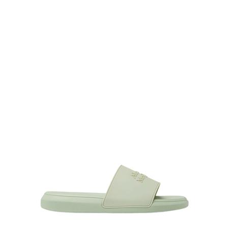 Alexander McQueen Pool Embossed Logo Slides grön, Herr Loafers, Herr, Storlek: 44 EU