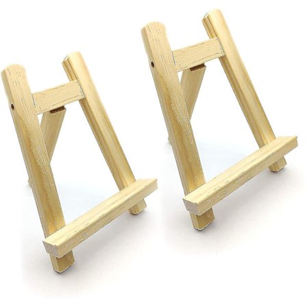 Staffeli i Træ, Lille Tavle Staffeli, Skrivebords Kalendersupport Til Maleri (2 Styk, Træfarve)