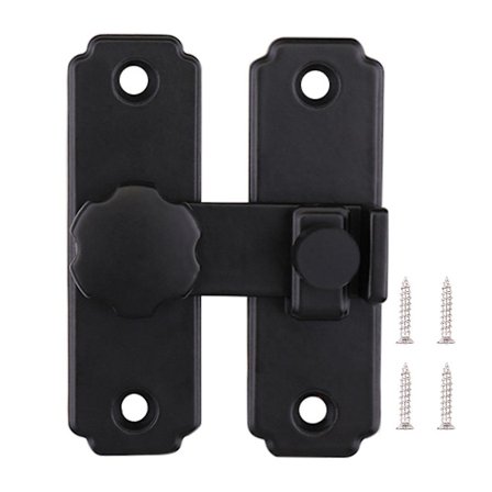 Låse til ladedør, soveværelse, sort, holdbar haspe, spænde 90 180 grader