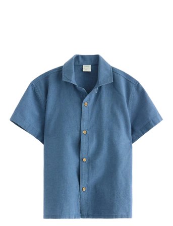 Shirt Ss Linen Navy Lindex