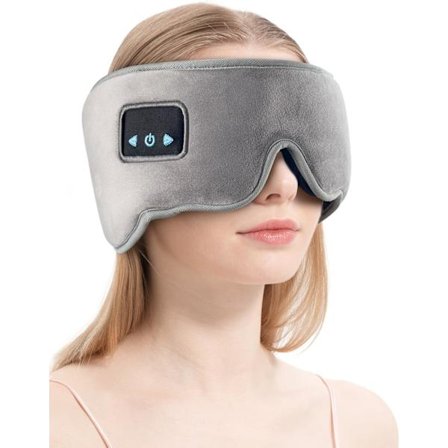 Sovehodetelefoner Pannebånd for Sidesovere, Sovemaske med Trådløse Bluetooth-høyttalere, Komfortabel Nattøyemaske, Hvit Støy. Jul