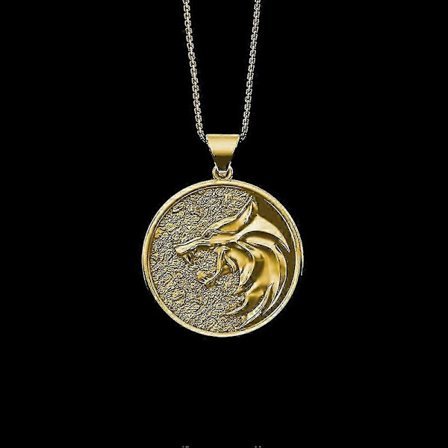 The Witcher Geralt av Rivia Medaljong Halskjede - Hvitt Ulveanheng for Menn og Kvinner, Vintage Gwynbleidd Gave