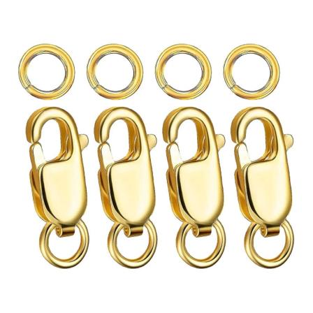 4 stk Kloklips 12mm 18k gullhoppringer Smykkefremstillingslukninger Hummerlås