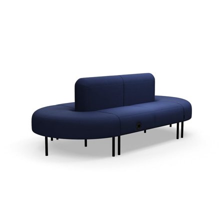 Sofa VARIETY, oval, lukket, med USB-uttak, stoff Pod CS, marineblå