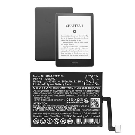 Batteri for e-bok, E-leser for $ 0000034n Kindle Paperwhite 11th, Kindle Paperwhite 2021 og andre.