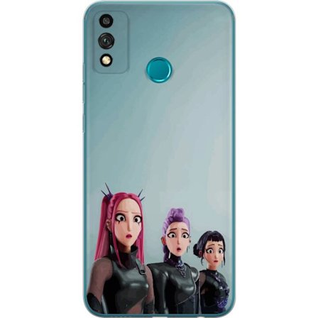 Kompatibelt Mobildeksel til Honor Honor 9X Lite Tre animerte kvinner med fargerikt hår i futuristisk stil og overraskede uttrykk