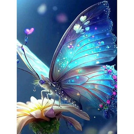 Diamond Art Kits til Voksne Sommerfugl, 5D Sommerfugl Blomster Diamond Painting Kits til Begyndere, DIY Blomster Fuld Runde Prikker Bor til Gave 