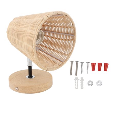 Retro Farmhouse Håndvevd Rattan Vegglampe Base Kjøkkenøy, Stue (Pære ikke inkludert) (110V) (Bestilling: US Standard (E26 Lampebase) 110V)