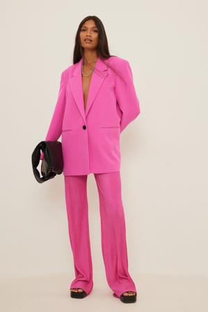 NA-KD Pantalon plissé - Pantalons à taille haut - Rose - EU 36