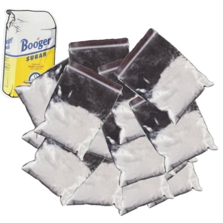 Små poser med pulverspøk, Cola-poseklistremerker, Spøk med pose med kokain, Små poser med pulverspøk (Farge: 10-pakning)