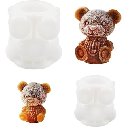 Sett med 2 silikon teddybjørn isbitformer for te, kaffe, juice