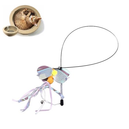 Katt Leksak Spö med Flexibel Trådhandtag Interaktiv Katt Spö Leksaker med Levande Bete för Katt Kattunge
