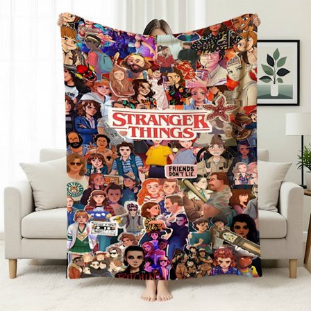 Stranger Things 5 Fleecefodrad Varm Filt, Stranger Things-tema Filt för Tupplurar, Flanellfilt, Specialtillverkad
