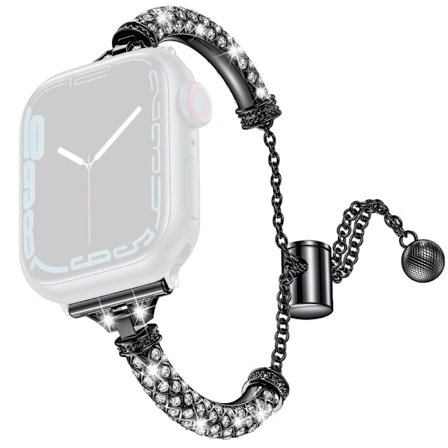 Apple Watch Series 8 (45 mm) / Watch Ultra metallarmband med strassdekor - Svart