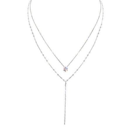 Lang Y-formet dusk med glitrende diamantkjolehalskjede