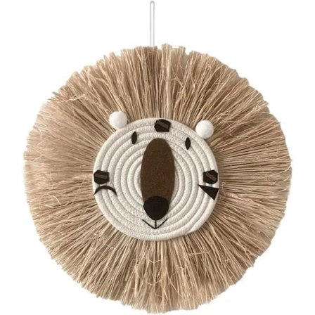 Kudotut tapetit, seinätaide eläimen pää käsintehdyt riippuvat koristeet sarjakuva tiikeri tupsu parta makramee seinävaatteet kotiin - Tiikeri