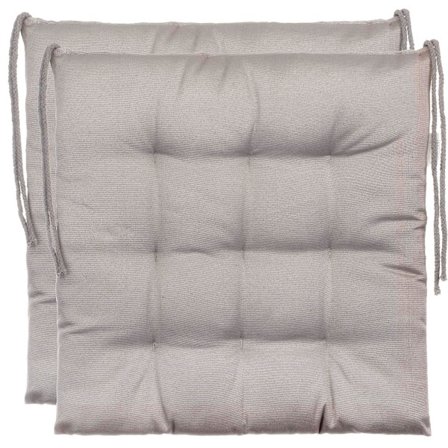 Set med 2 Polyester Trädgårdsstolsdynor/Trädgårdssittdynor - Färg Grå
