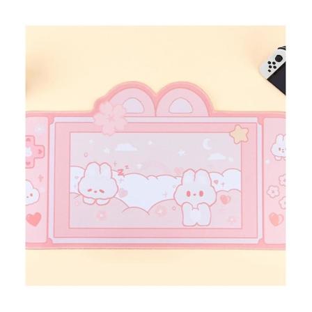 Kawaii Gaming-musemåtte Søde tegneserie-kaninører Pink Skrivebordsmåtte Vandtæt, ikke bærbar