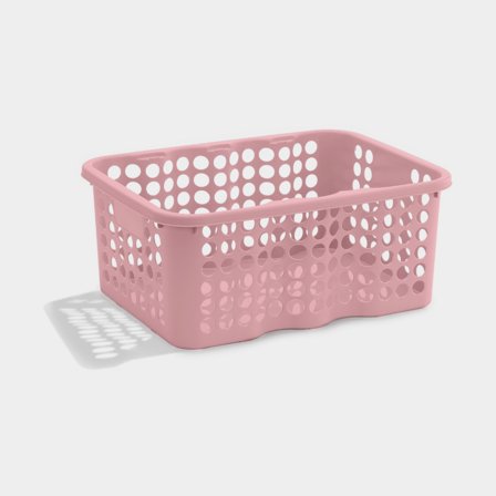 Förvaringskorg i plast Nordiska Plast Rondo, gammelrosa, 385 x 295 x 170 mm, 12 liter