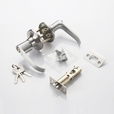 Dörrvred med nycklar, innerdörrlås med integritetsknapp, säkerhetslås för in- och utgång - silver