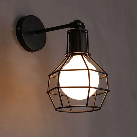 Vintage industriel vægmonteret lampe bur skærm ramme til gang korridor pære ikke inkluderet type B