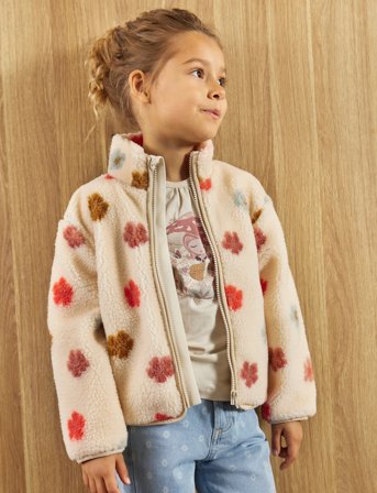 Minymo Teddy Jacket Aop W. Lining - Cream - 116