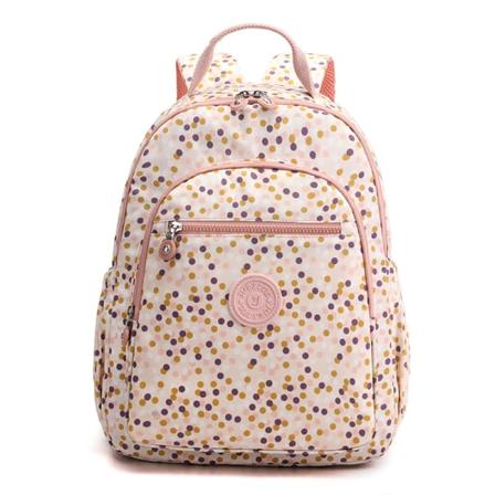 Nylon Canvas Rygsæk Kvinder Casual Rygsæk Vandtæt Stor Kapacitet Colored dots
