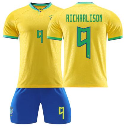Qatar Fotbolls-vm 2022 Brasilien Fotbollssats - Gulgrön 2xl