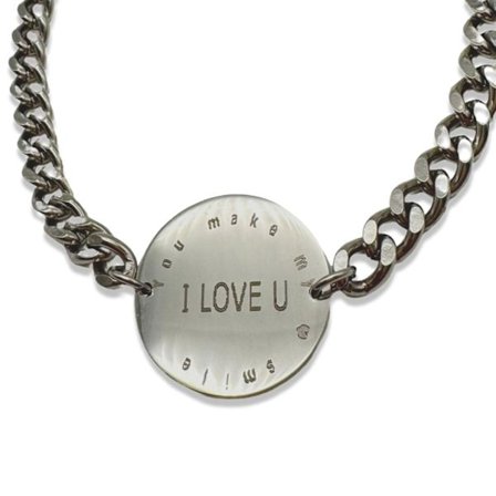 Bracelet with text "You make me smile" gift for man steel