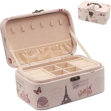 Smykkeæske, Smykkeskrin Opbevaring Organizer til Ringe, Øreringe, Halskæde, Rejse