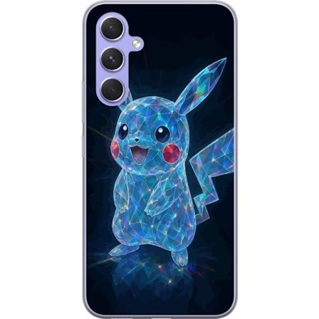 Kompatibel Mobilcover til Samsung Samsung Galaxy A54 Gnistrerende krystalfigur i blåt med holografiske refleksioner, sød karakter som skinner mod en