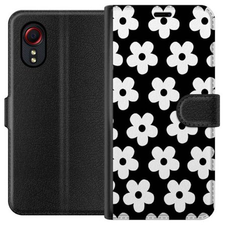 Kompatibelt Lommeboketui til Samsung Samsung Galaxy Xcover 5 Svart-hvitt blomstermønster i minimalistisk skandinavisk design med sterk kontrast og ti