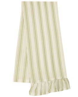 Kjøkkenhåndkle med striper og volang Madicken Grønn